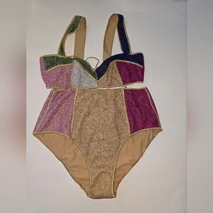 Multicolor Patchwork Two-Piece Swimsuit